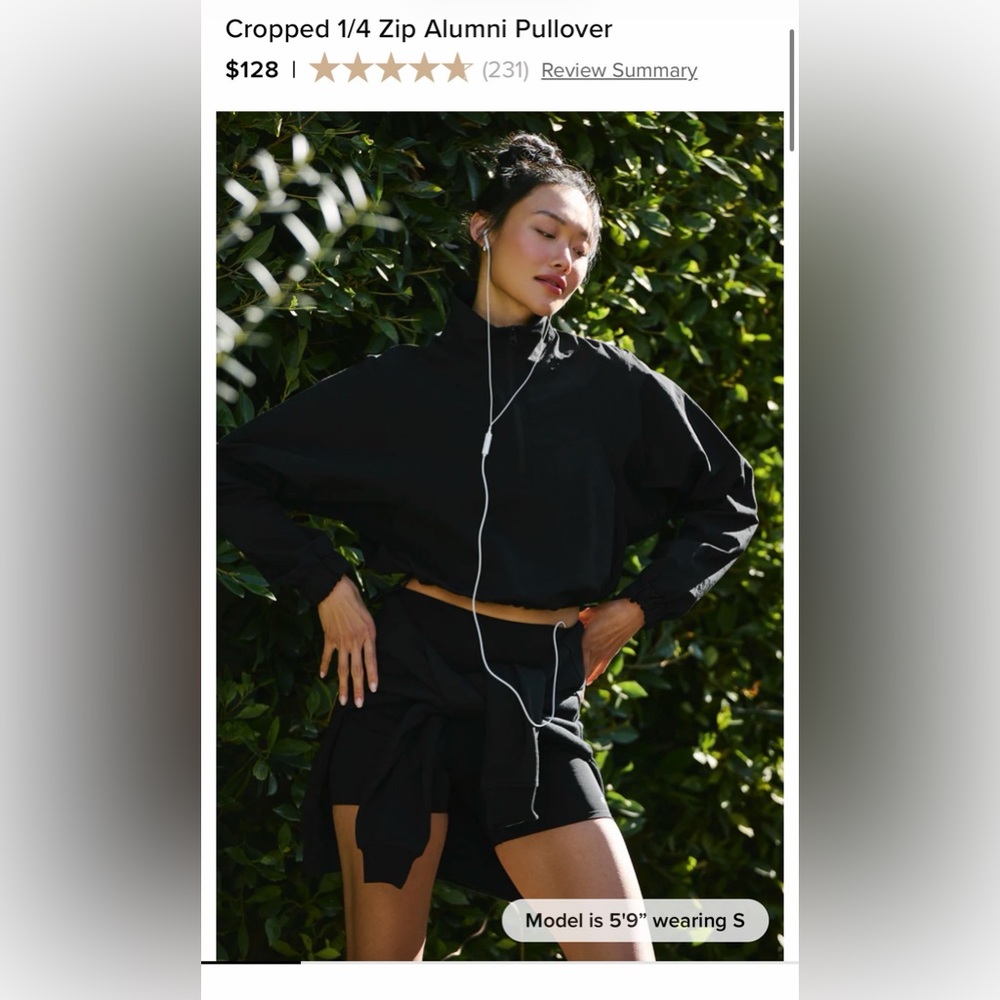 Alo Cropped 1/4 Zip Alumni Pullover